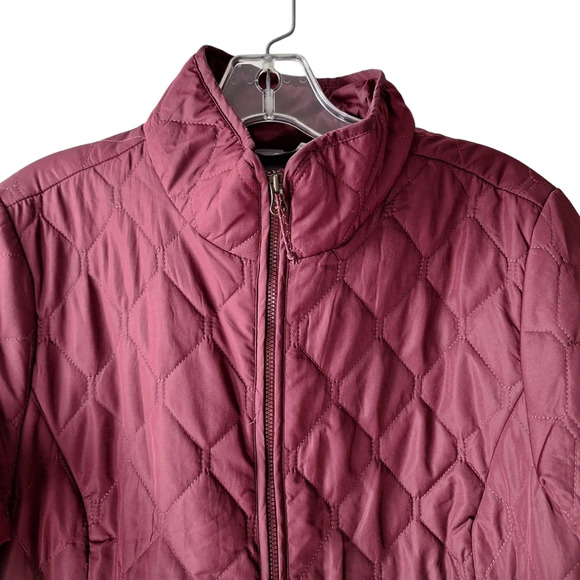 Eddie Bauer Women Medium Lightweight Burgundy Quilted Full Zip Field Jacket - Picture 7 of 16